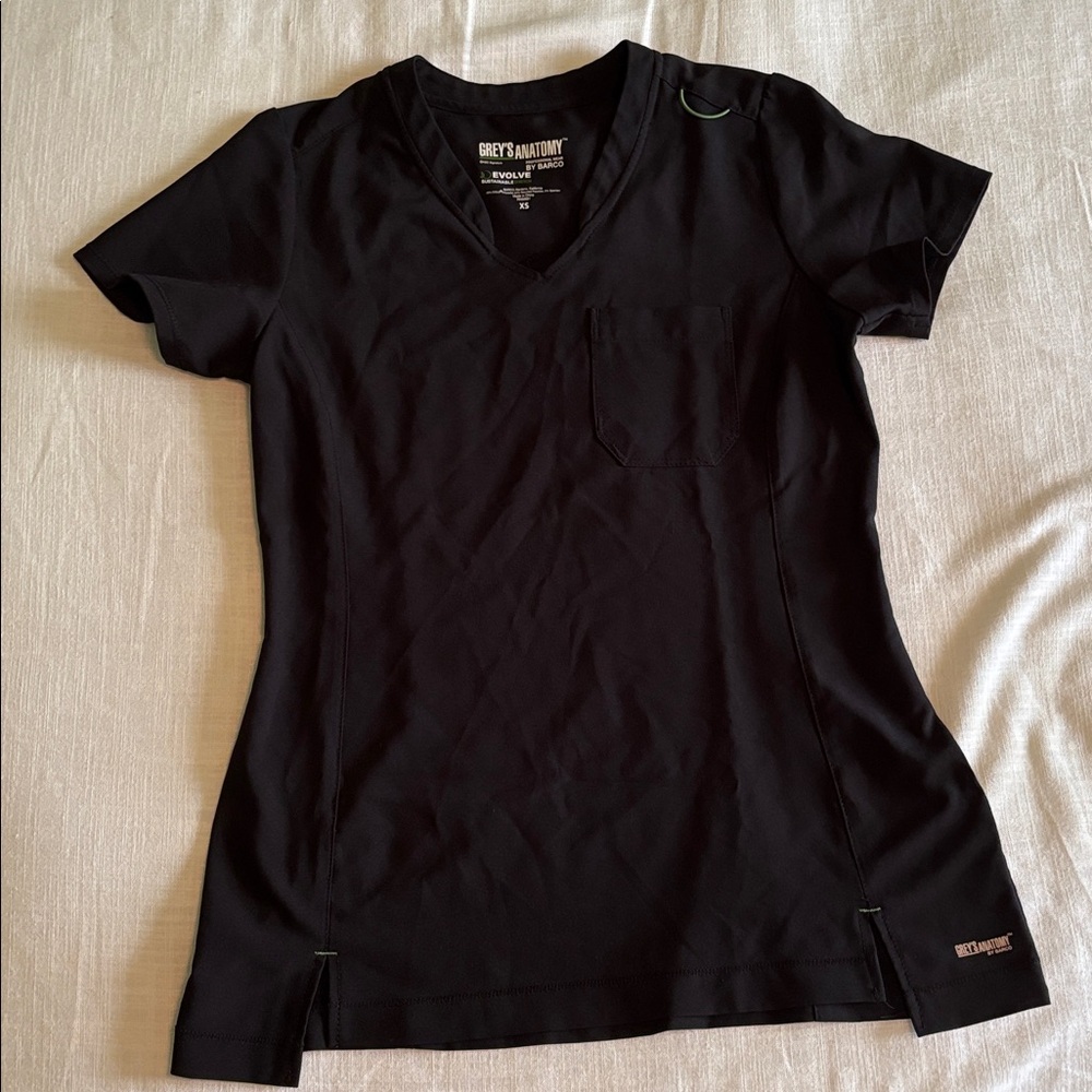 Grey's Anatomy Black V-Neck Scrub Top